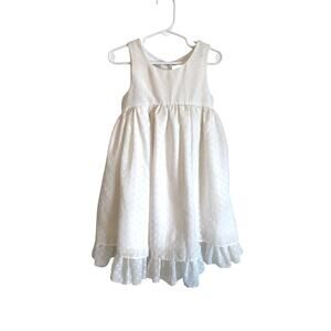 Marmelata Sleeveless White Fit & Flare Dress Shimmer Dotted Angel Ruffled 4T